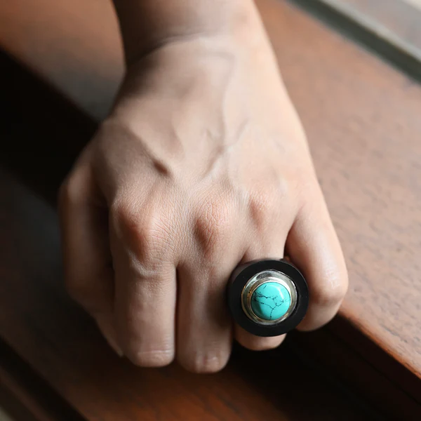 Wooden Turquoise Ring