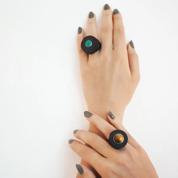 Wooden Malachite Ring