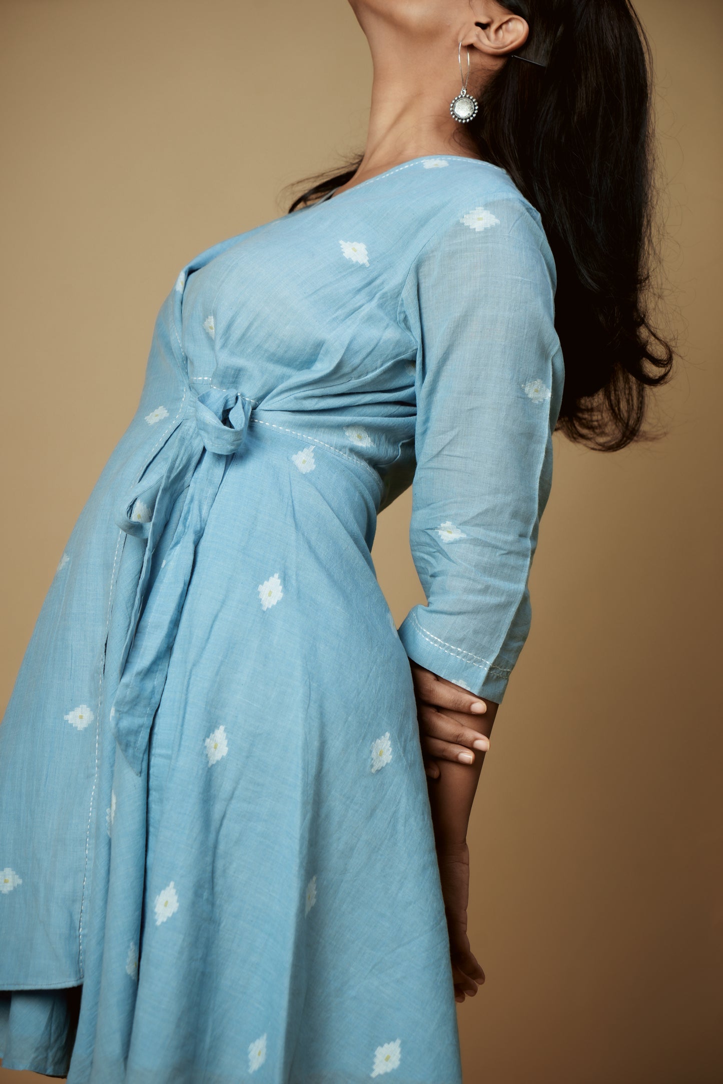 Rain Lapel V - Neck Dress