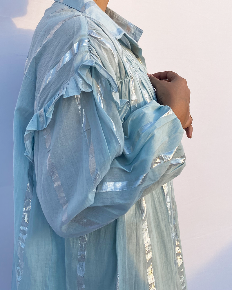 Ruffle shirt dress - Sky blue