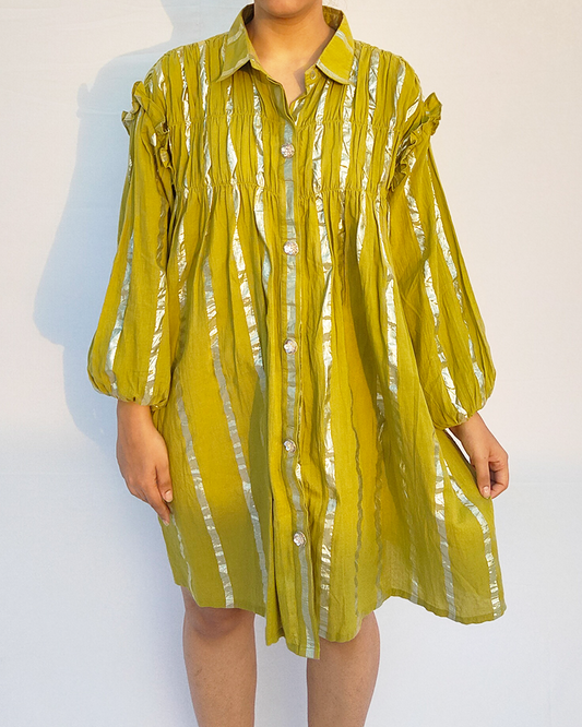Ruffle shirt dress - Olive green