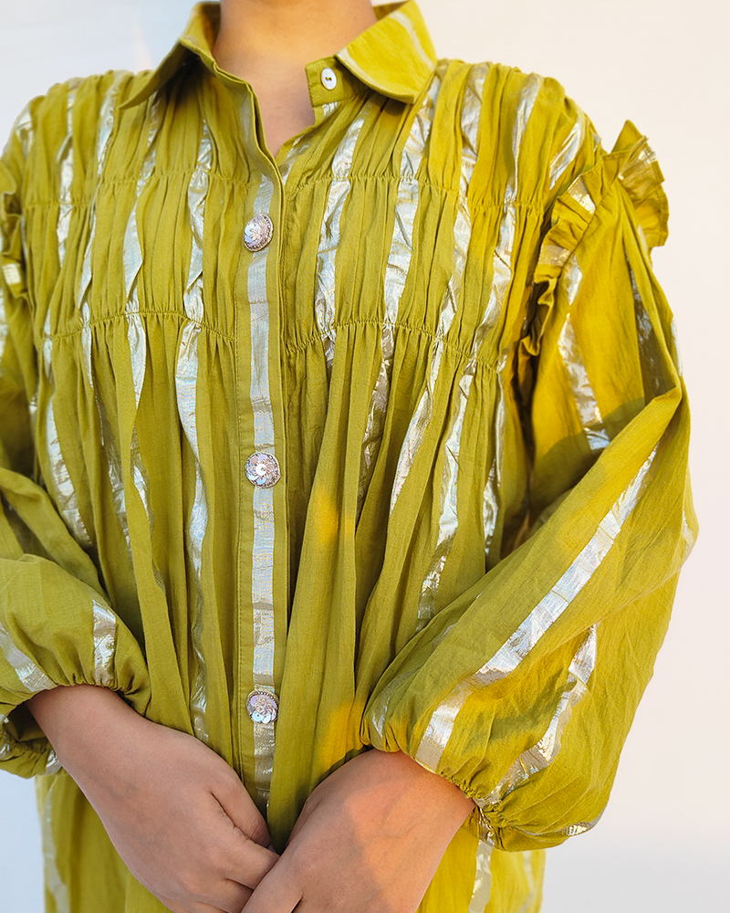 Ruffle shirt dress - Olive green
