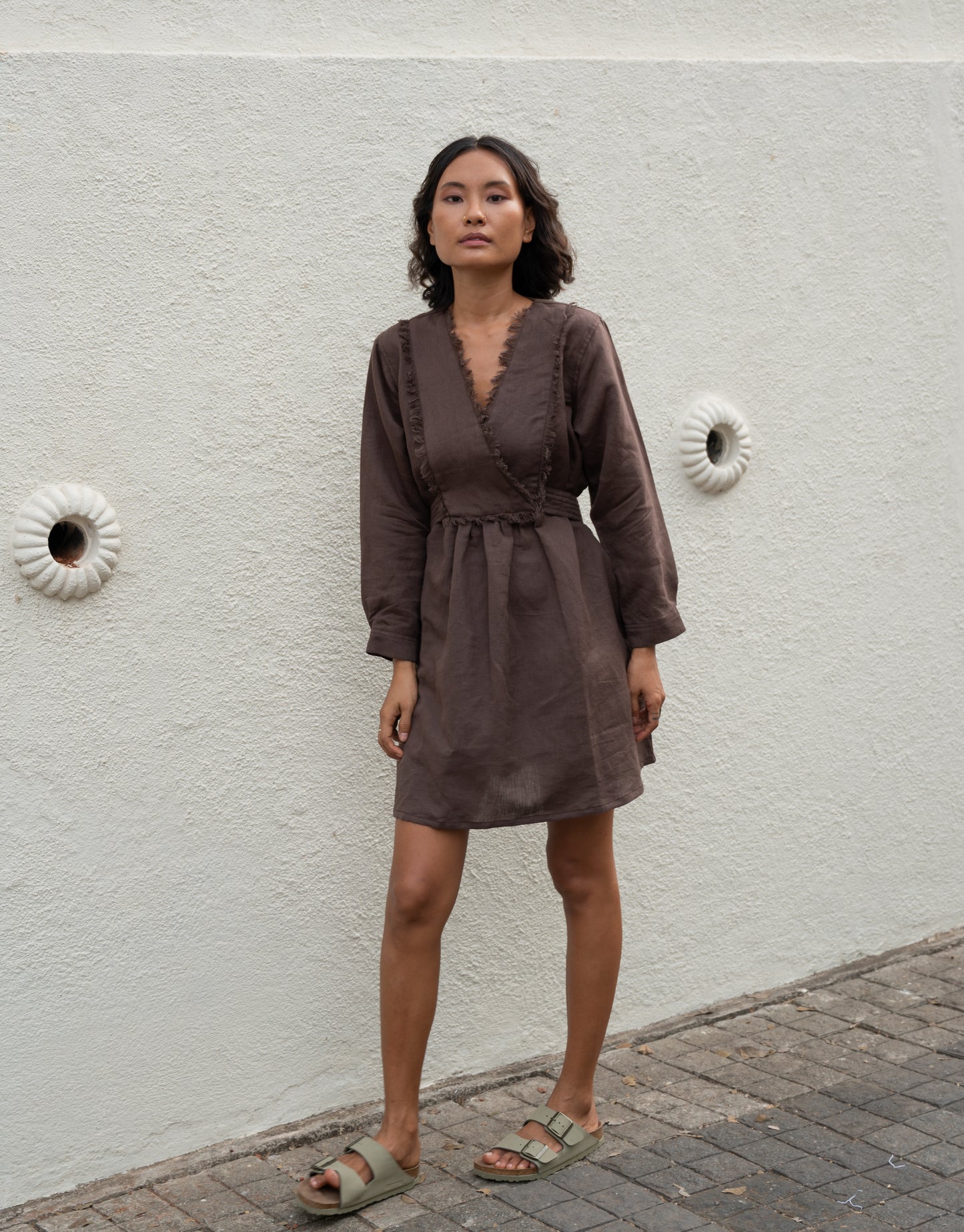 Hawai Shirt Dress - Brown