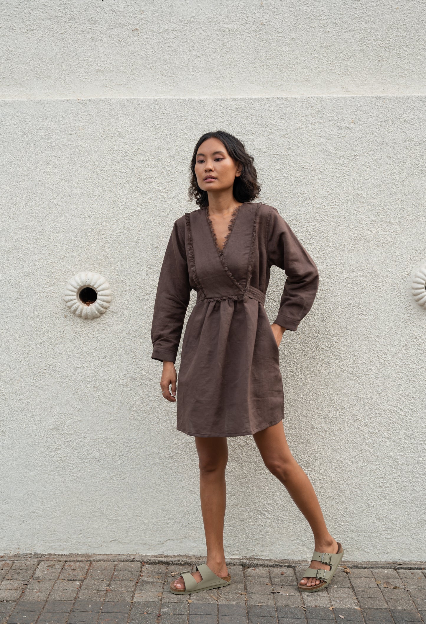Hawai Shirt Dress - Brown