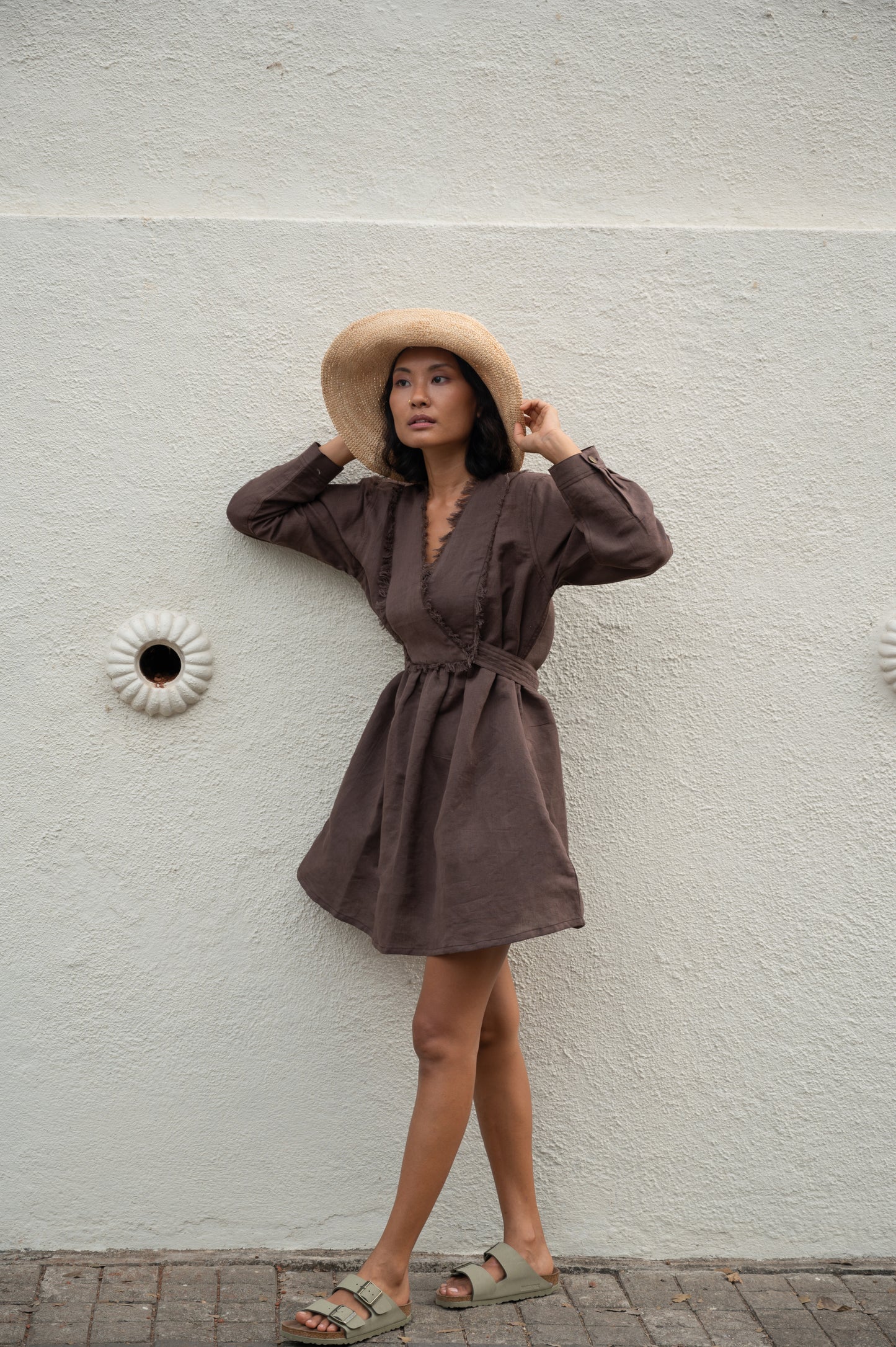 Hawai Shirt Dress - Brown