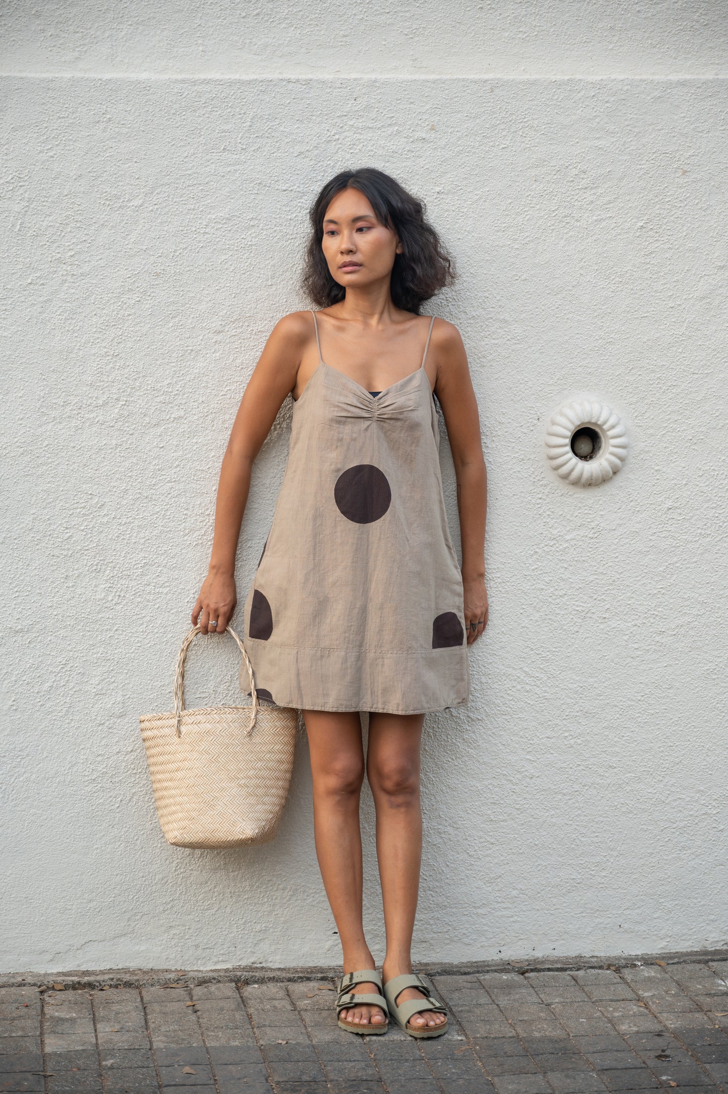 California Slip Dress - Khaki Printed