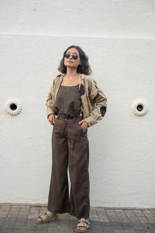 Seoul Oversized Jacket - Khaki Printed