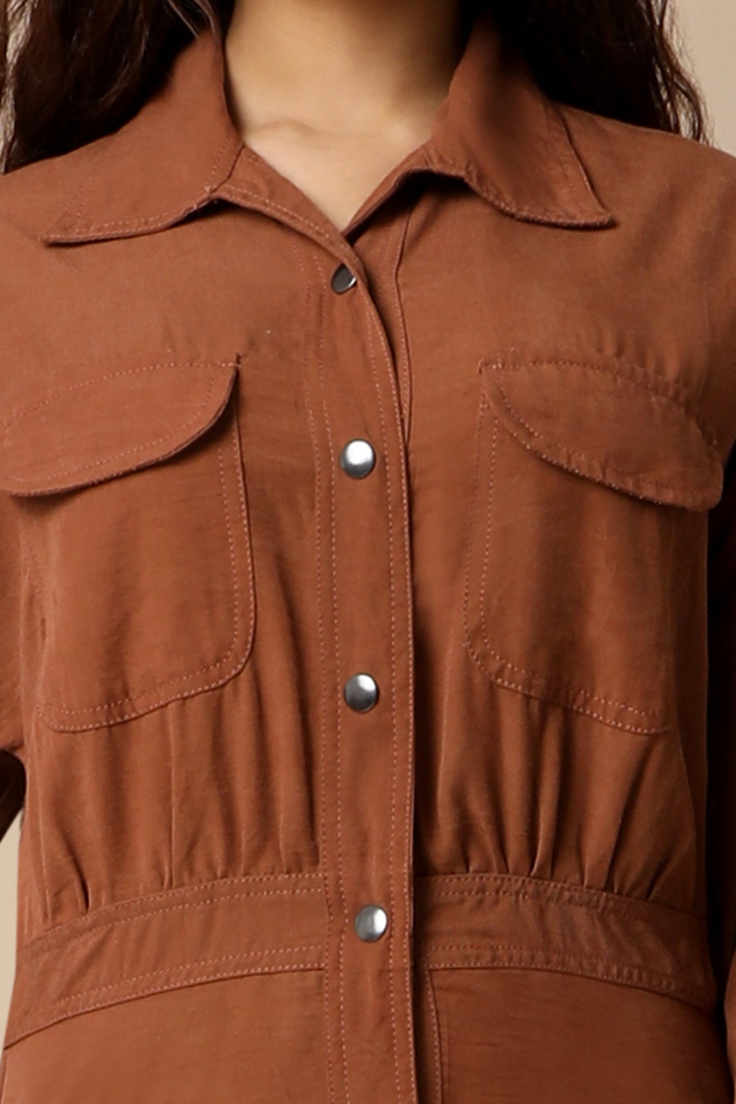 Osaka Midi Dress - Copper Brown