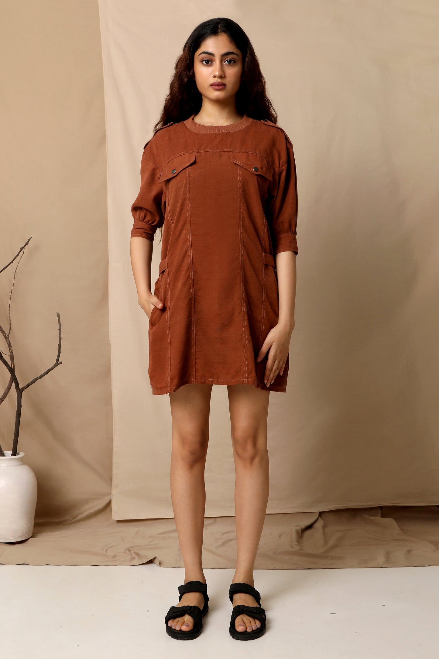 Himalayan Shirt Dress - Copper Brown