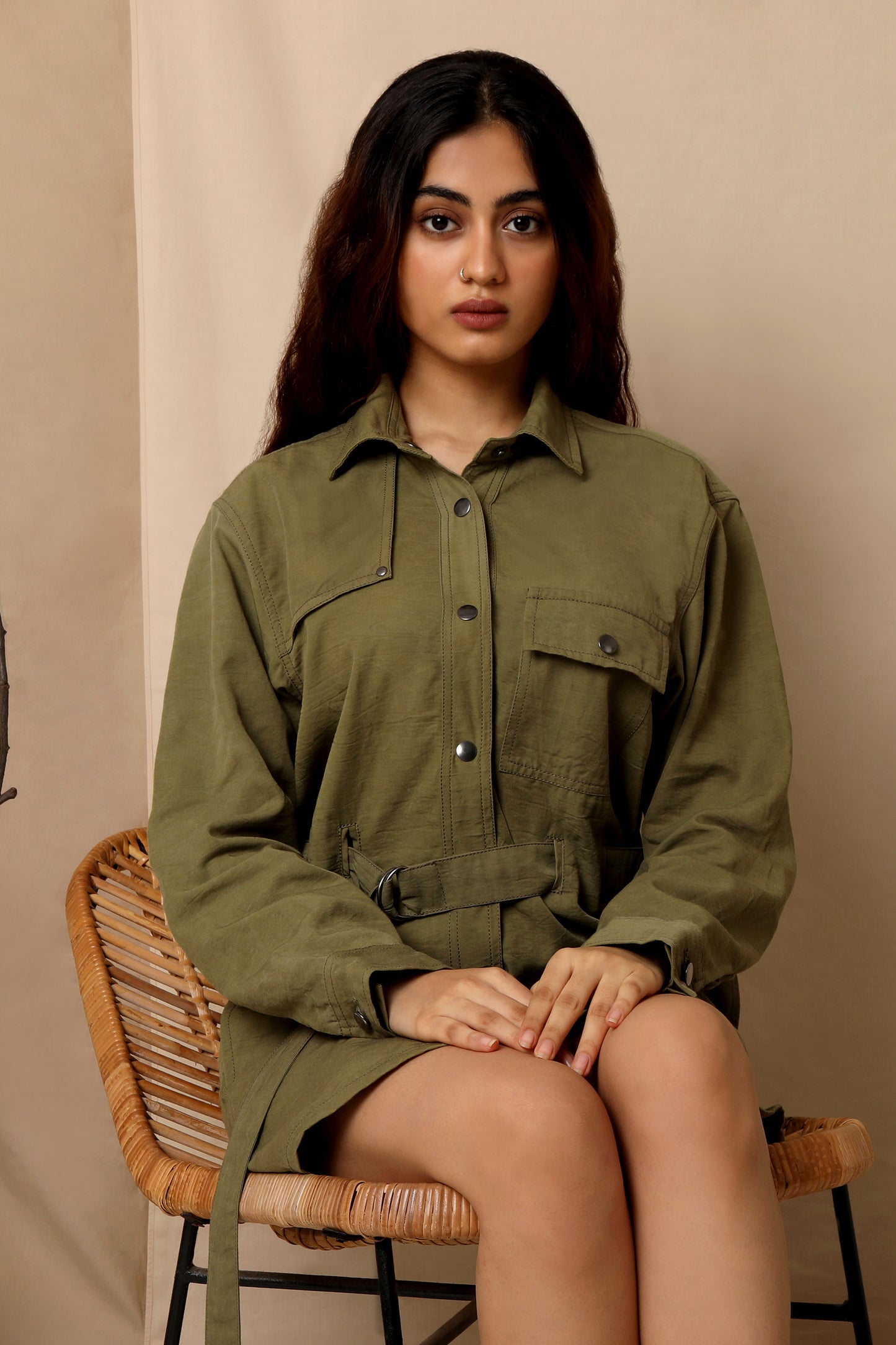 New Yorker Shirt Dress - Winter Moss