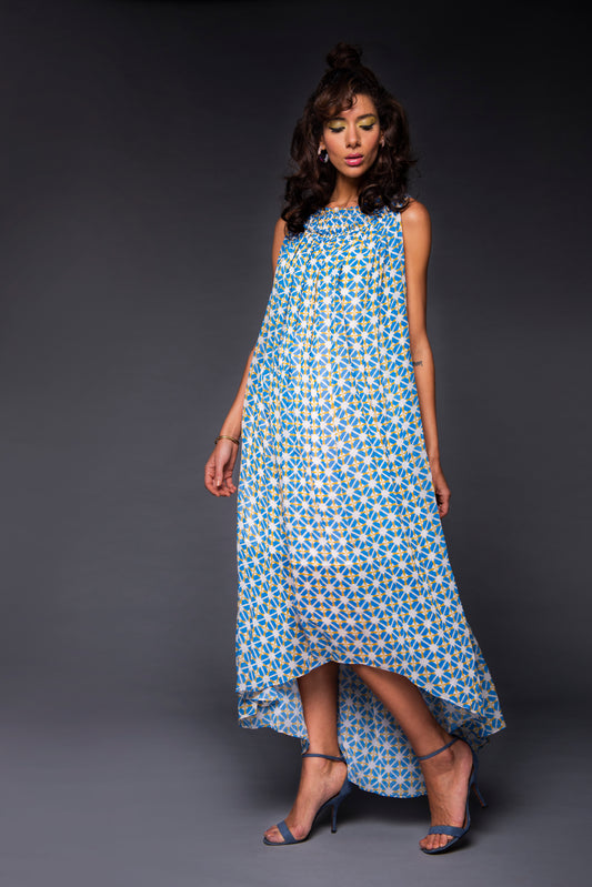 Sleeveless long printed dress