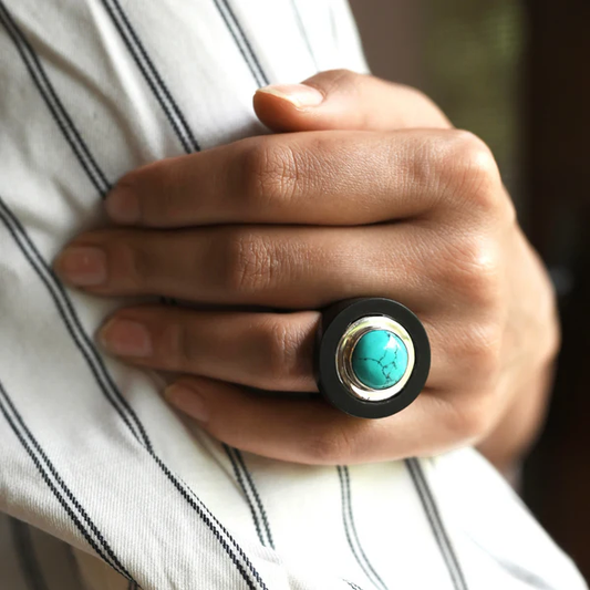 Wooden Turquoise Ring