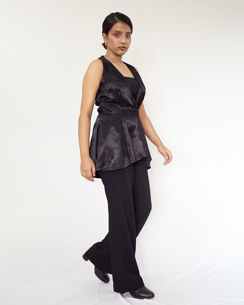 Ruby Forest Mashru Silk Jacket Black