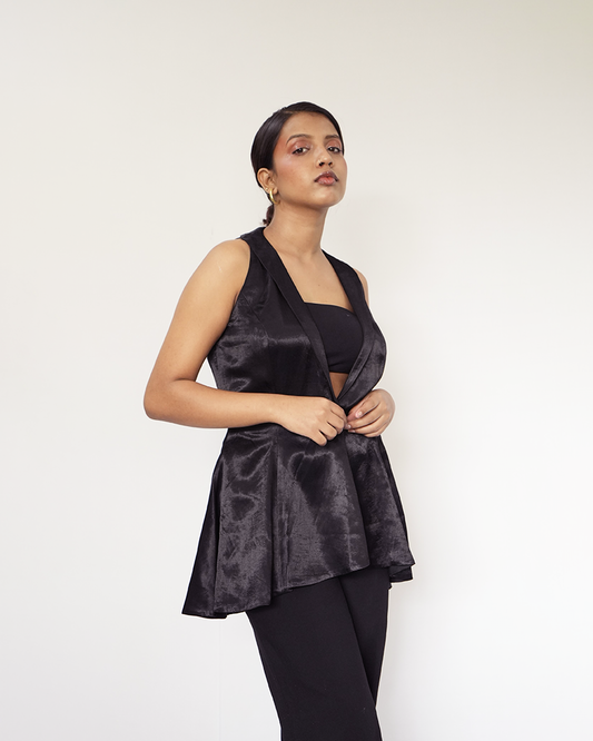 Ruby Forest Mashru Silk Jacket Black