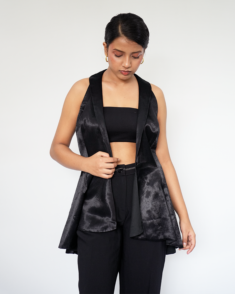 Ruby Forest Mashru Silk Jacket Black