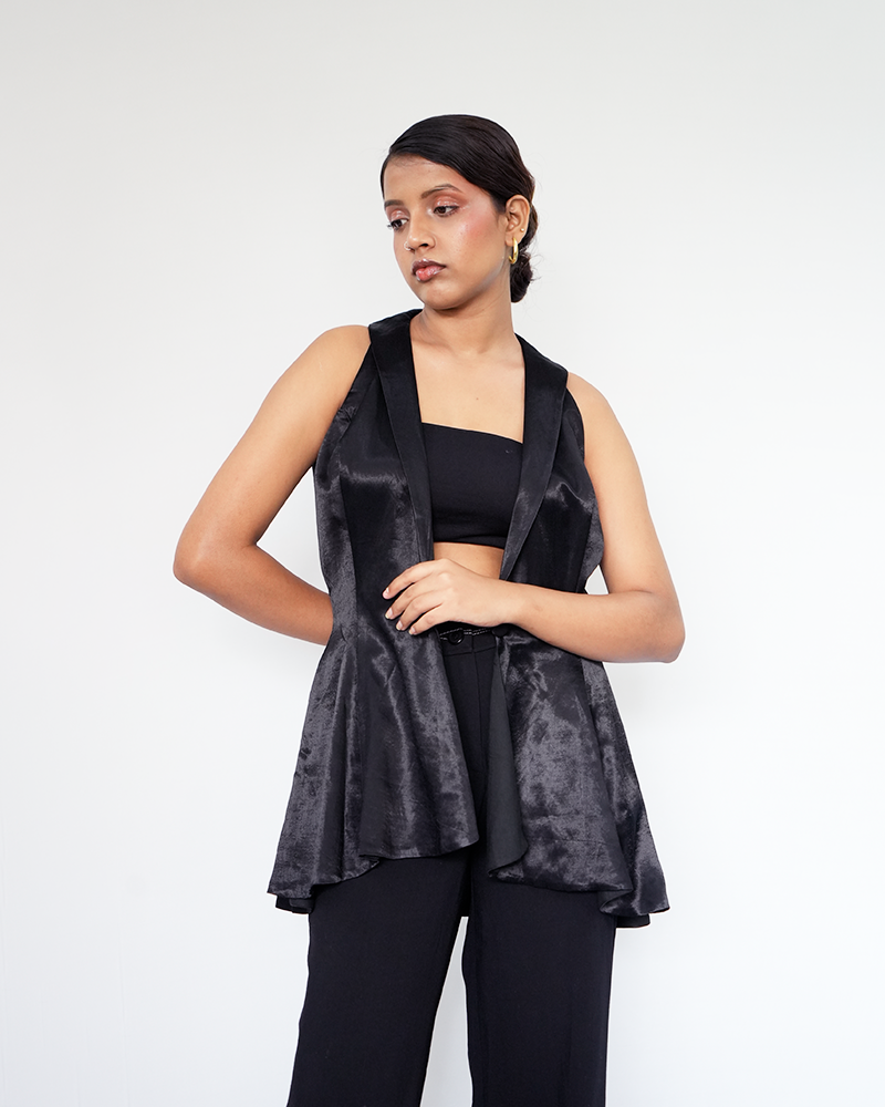 Ruby Forest Mashru Silk Jacket Black