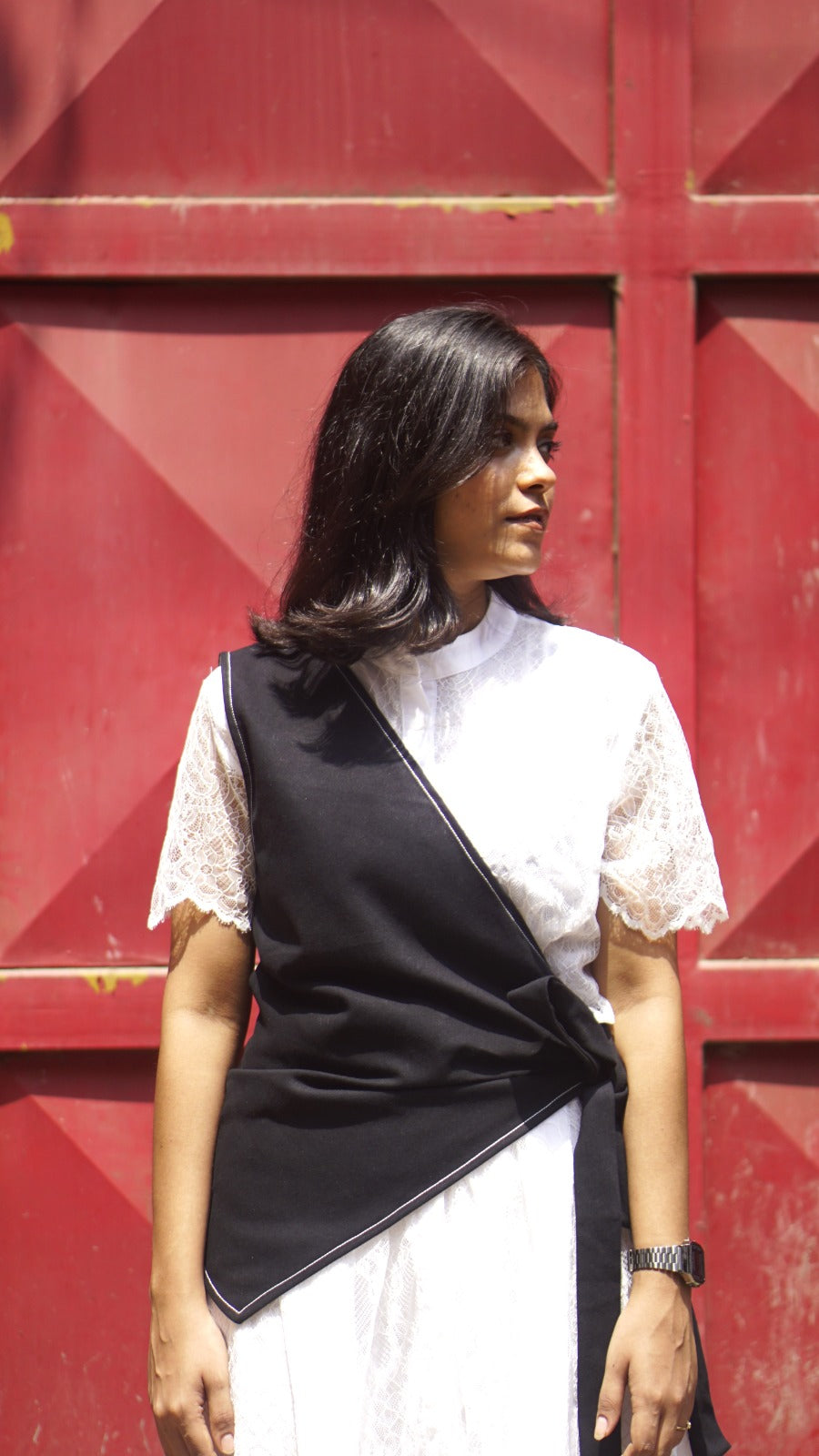 Aligned One Shoulder Jacket