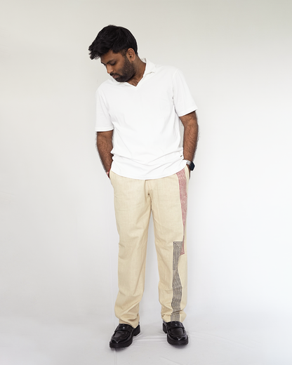 Beige Blocked Trousers