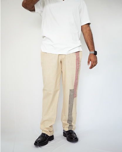 Beige Blocked Trousers