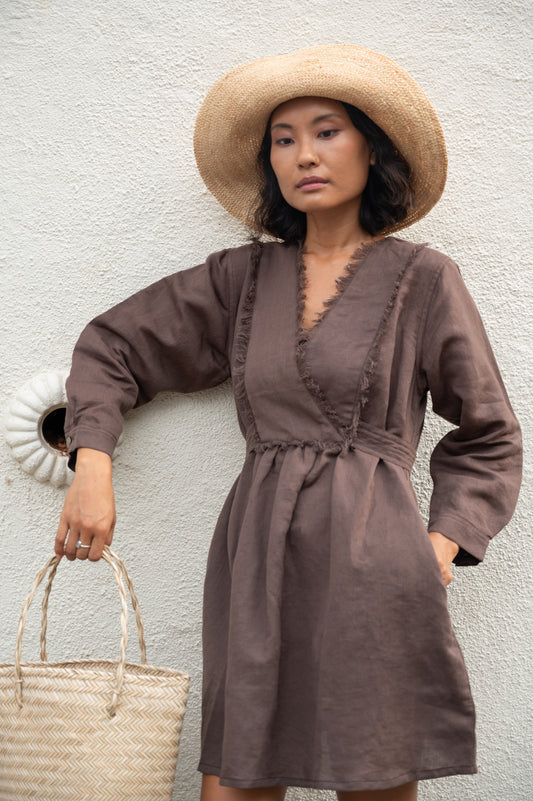 Hawai Shirt Dress - Brown