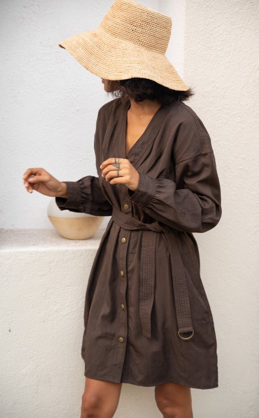 Brooklyn Shift Dress - Brown