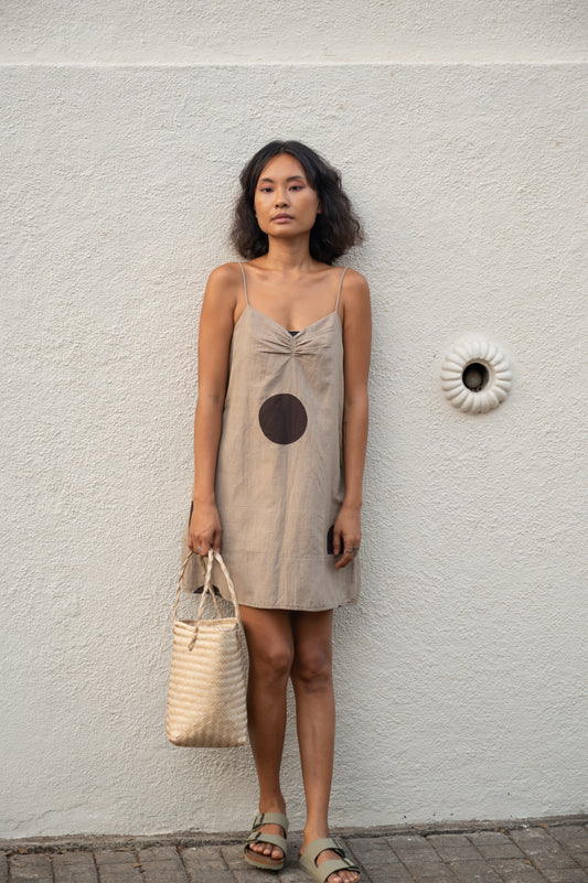 California Slip Dress - Khaki Printed