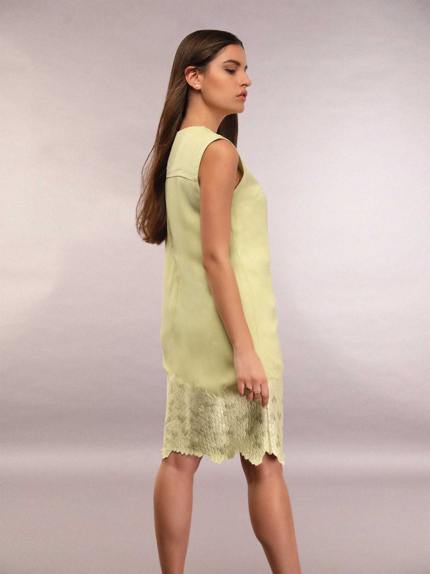 Lime green shift dress