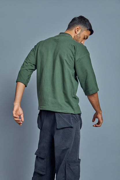 High neck T shirt - Seaweed Green